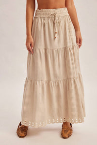 Hem & Thread - Shawnie Striped Embroidered Maxi Skirt