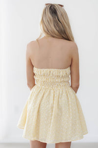 LE LIS Taryn Mini Dress in yellow white stripe - women's dress - alternate view