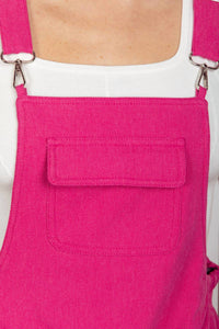 Very J - Suspender Solid Woven Casual Overall Romper