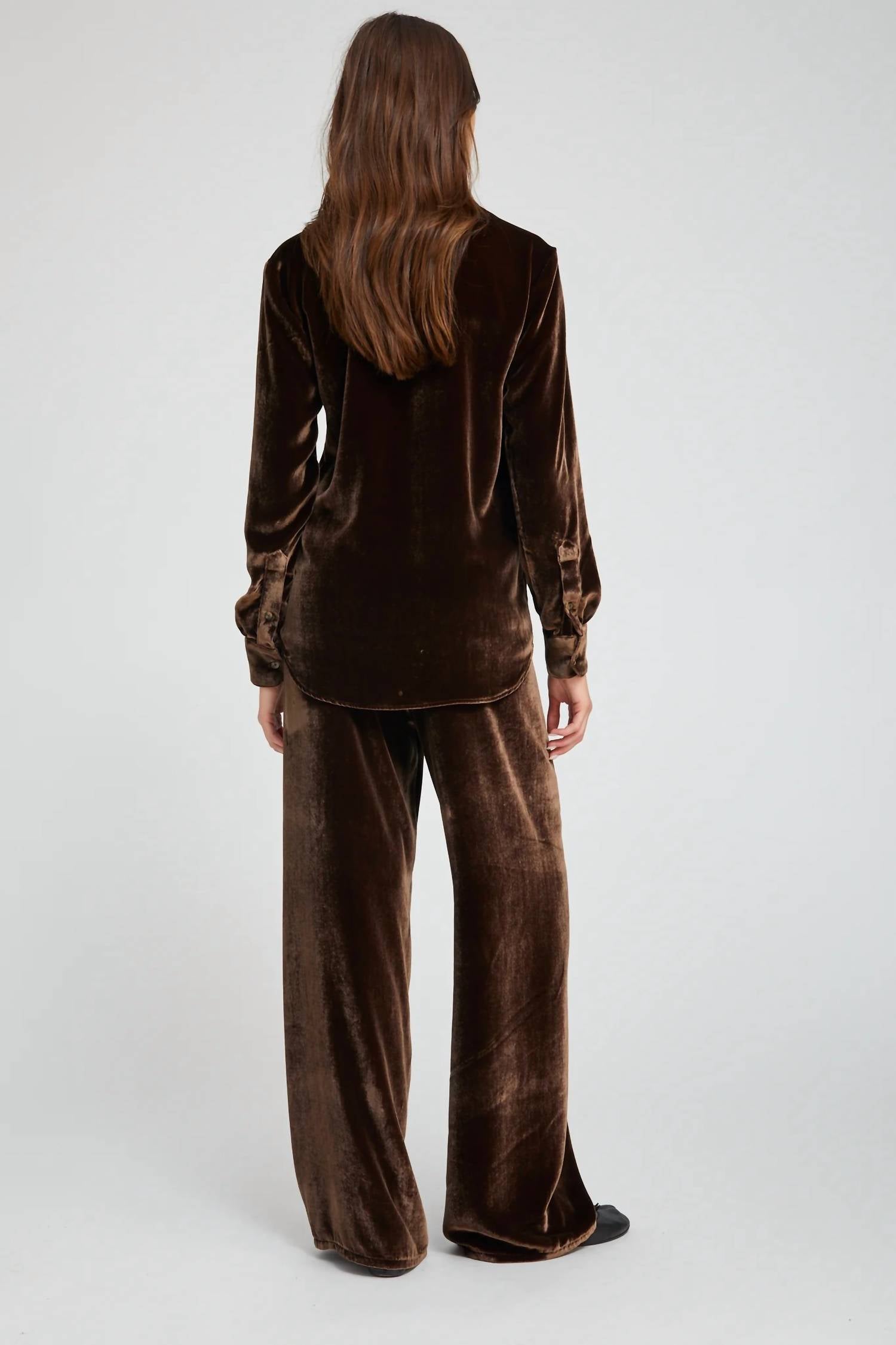 Sprwmn - Silk Velvet Wide Leg Pants