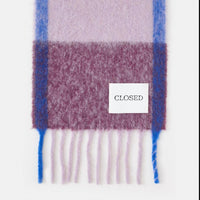 CLOSED Women's Alpaca Side Stripe Oversized Scarf in lavender purple - women's scarf - detail view