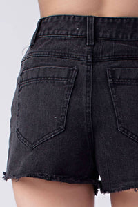 Honey Punch - Lace Up Frayed Denim Shorts