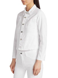 L'Agence Janelle Slim Fit Denim Jacket in blanc - women's jacket - detail view