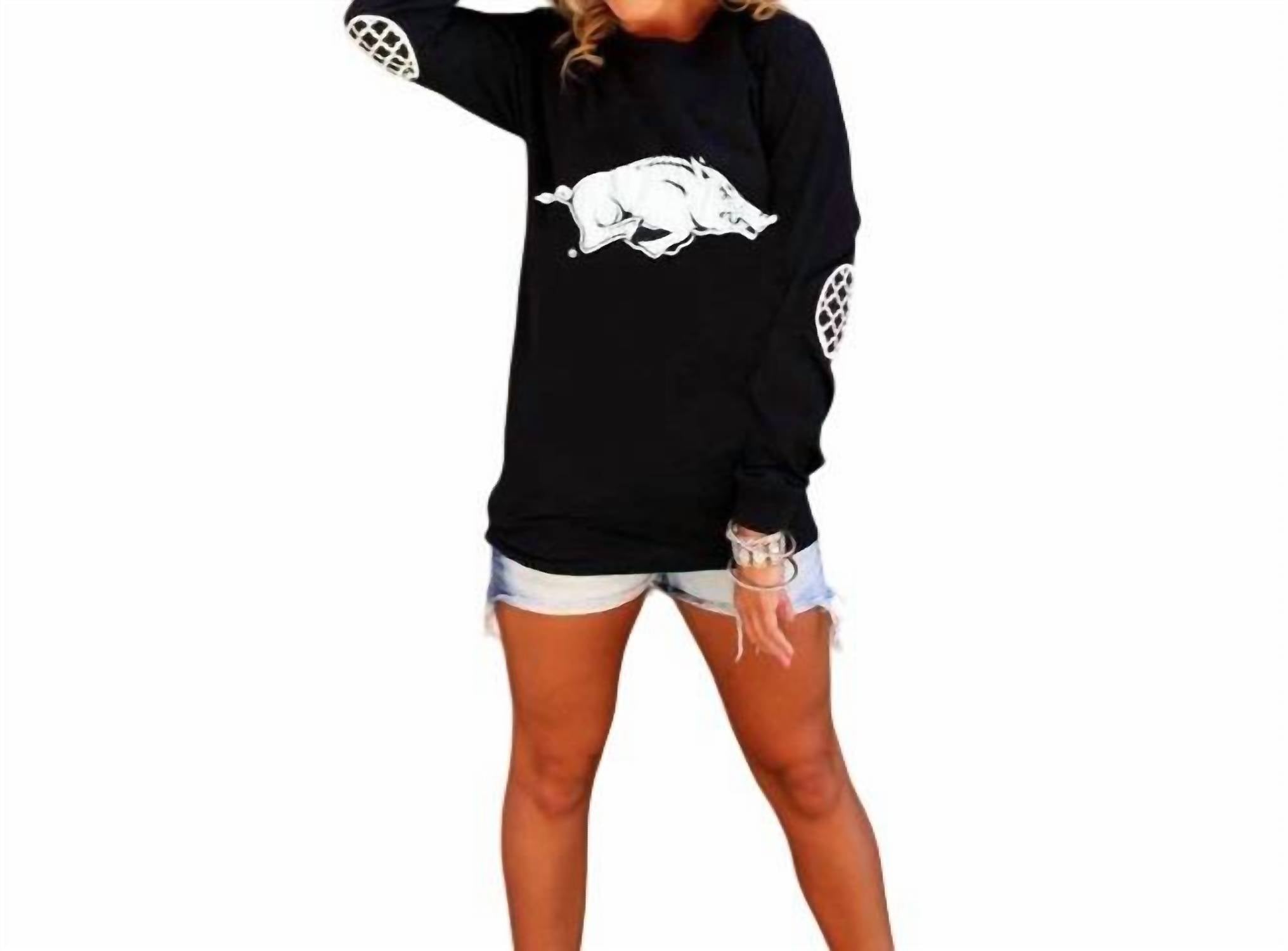 Gameday Couture - University of Arkansas Elbow Patch Tee