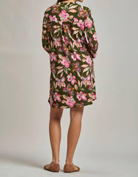 Dear Scarlett Floral A Line Dress With Pockets in olive - women's dress - detail view