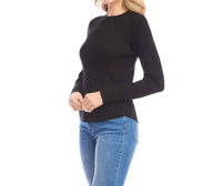 Karen Kane Ribbed Crewneck Sweater in black - women's sweater - alternate view