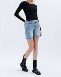 Vervet By Flying Monkey - Mid Rise Pocket Detail Wide Bermuda Shorts