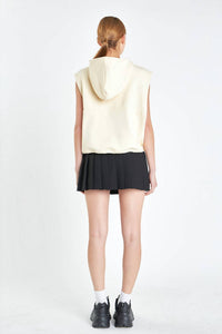 Grey Lab Sleeveless zippered hoodie in cream - women's top - detail view