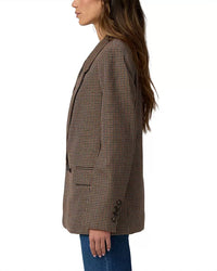 Paige Quentin Double Breasted Blazer in brown multi - women's jacket - alternate view