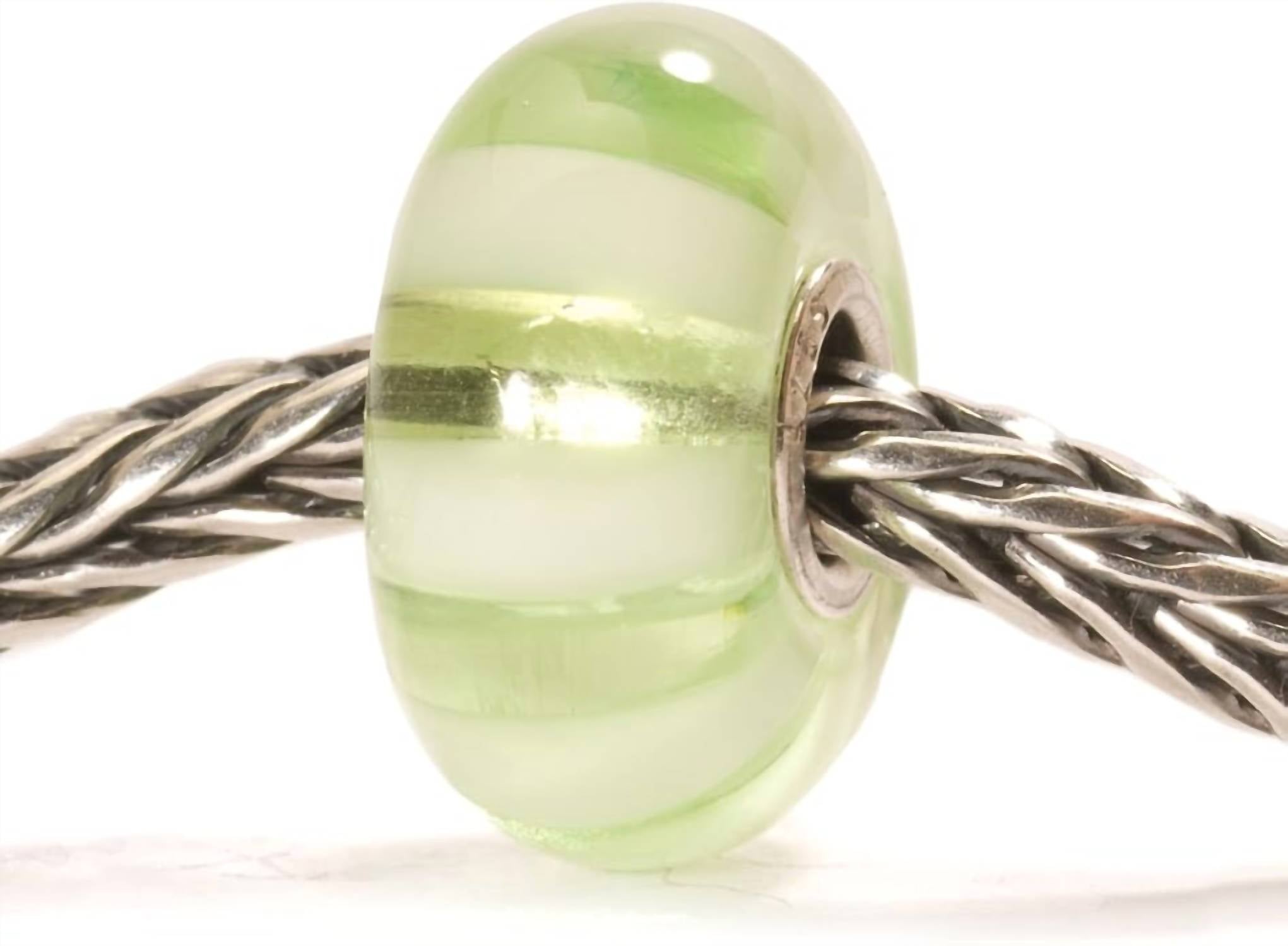 Trollbeads Women's Stripe Glass Bead Charm in light green - women's accessory - detail view