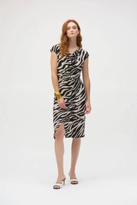 Joseph Ribkoff - Animal Print Cowl Neck Sheath Dress