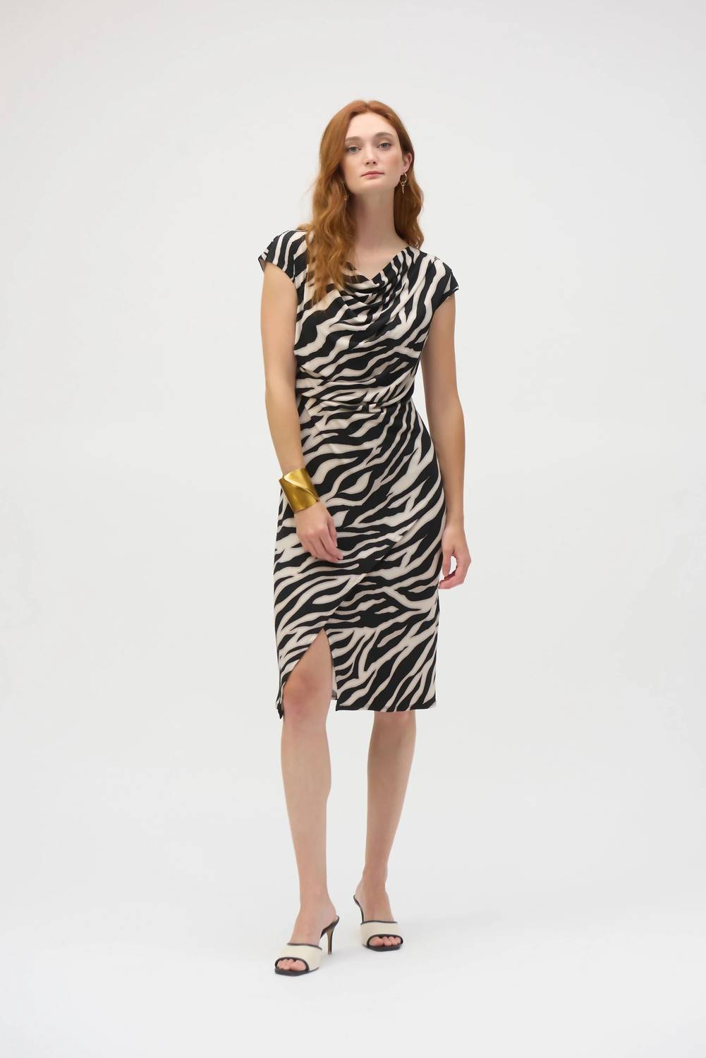 Joseph Ribkoff - Animal Print Cowl Neck Sheath Dress