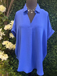 She + Sky - Women's Drop Shoulder Collared Top