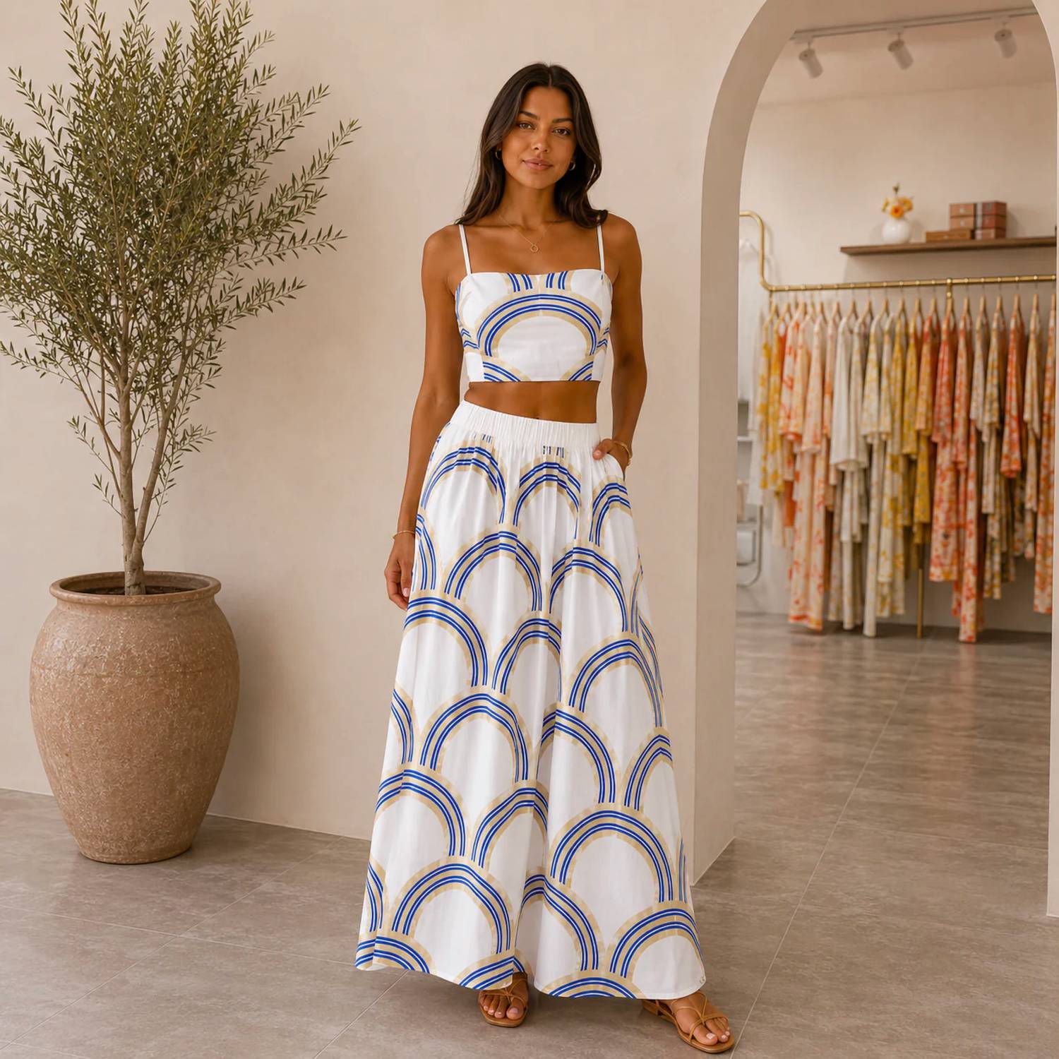 Mystery Resort - Golden Horizon Maxi Skirt Set