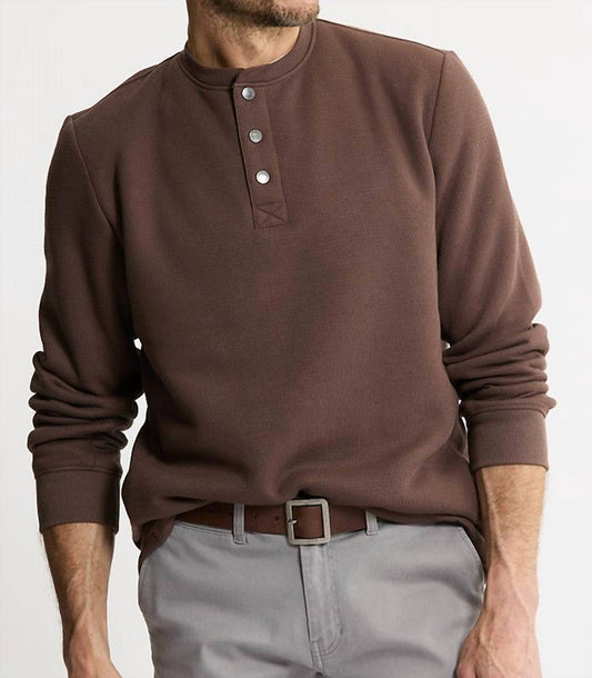 Jachs New York - Sherpa Bonded Waffle Long Sleeve Henley Shirt