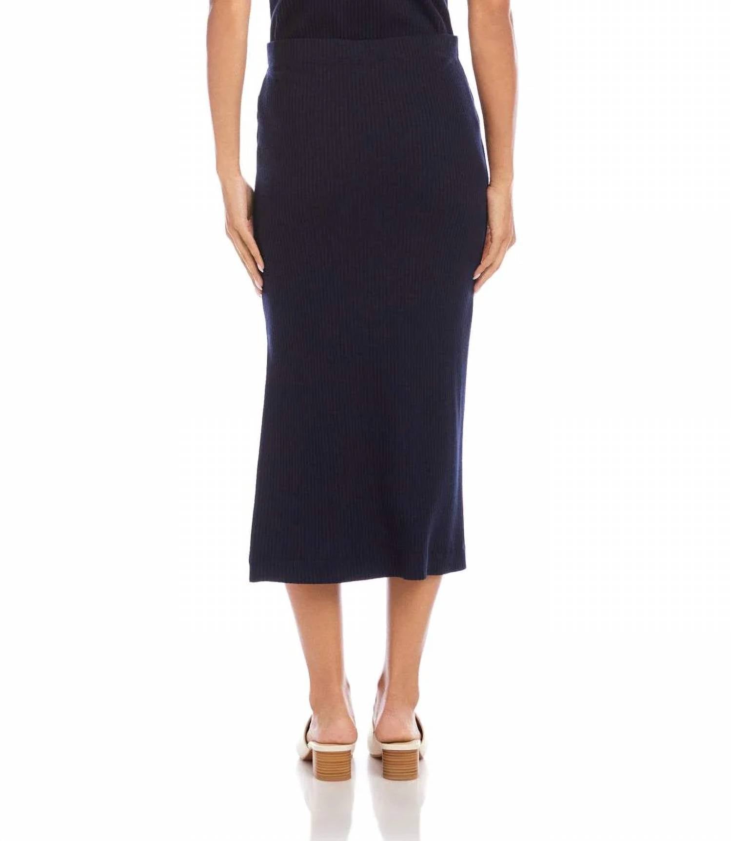 Karen Kane - Ribbed Side-Slit Midi Skirt