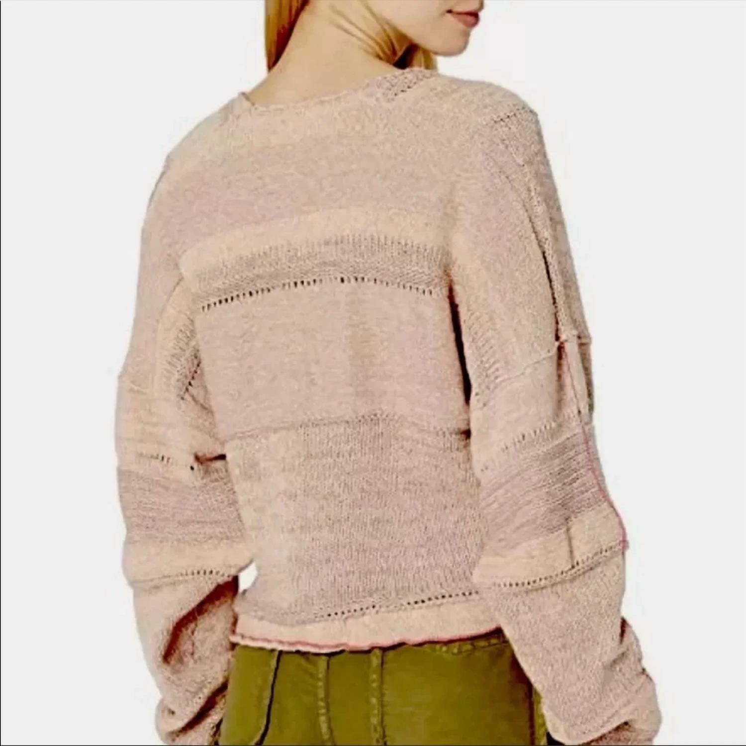 Free People Lemonade Stand Sweater in pink - women's sweater - detail view
