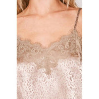 Vine & Love - Leopard Jacquard Lace Trim Cami Top