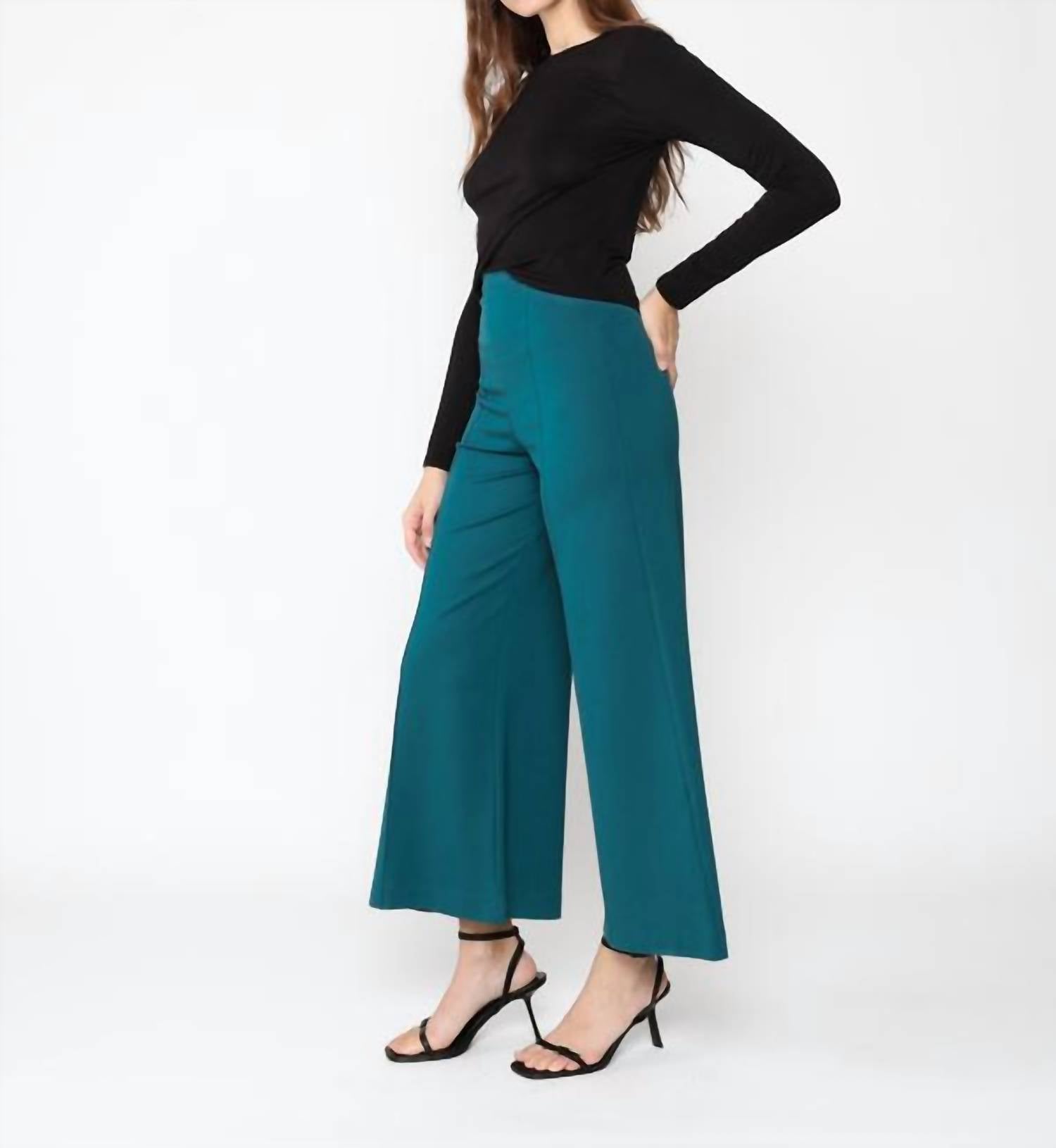 RIPLEY RADER Ponte Crop Wide Leg Pant in teal - women's pants - alternate view