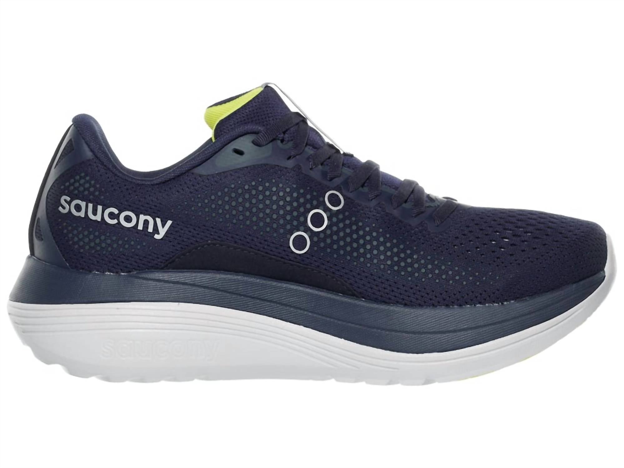 SAUCONY Men's Endorphin Trainer Shoe in navy primose - men's shoe - detail view