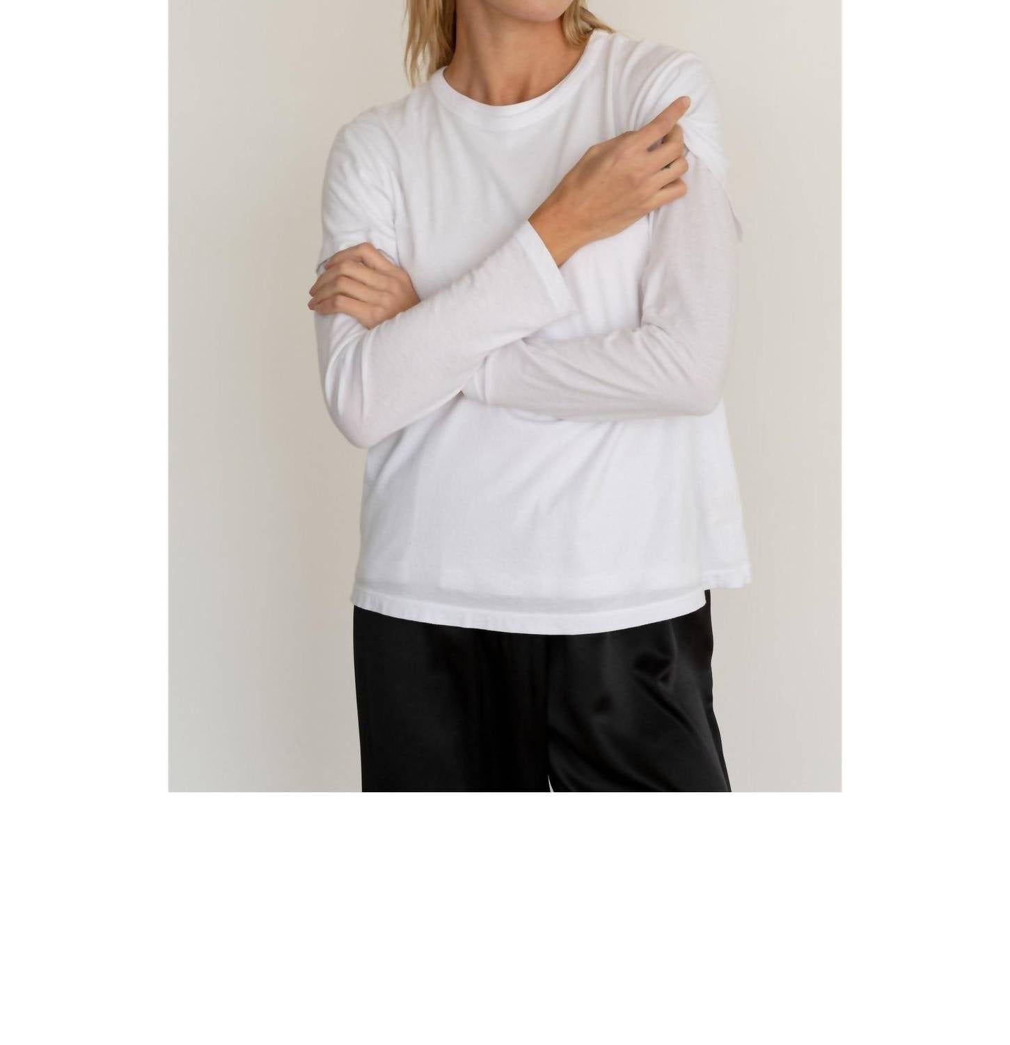DONNI. Jersey Long Sleeve Tee in powder - women's long sleeve top - view 4