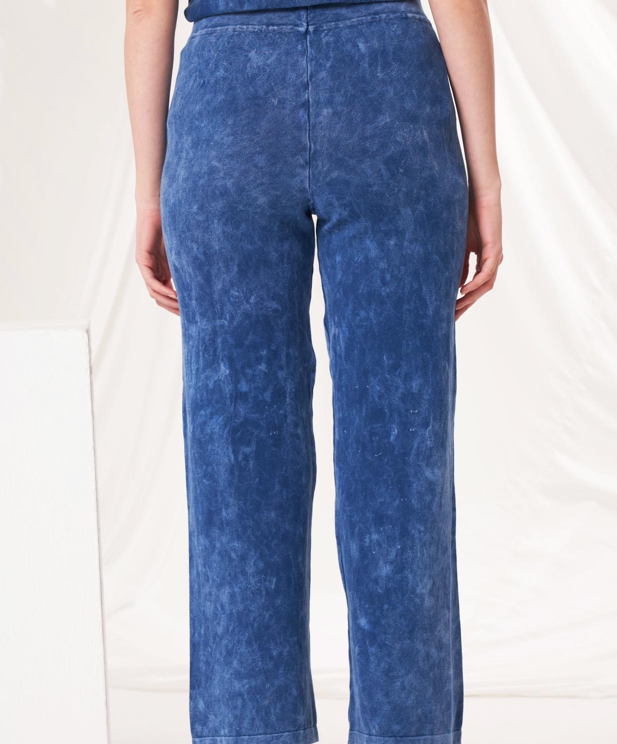 Angel Apparel Wide Leg Lounge Pants in denim - women's pants - detail view