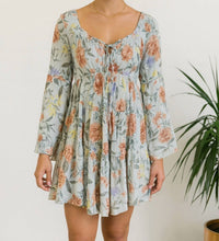 Blue B - Off-shoulder Flower Tiered Short Dress