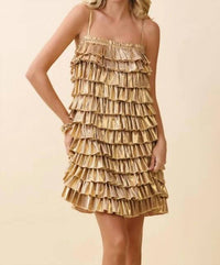 Tcec - Metallic Ruffle Dress