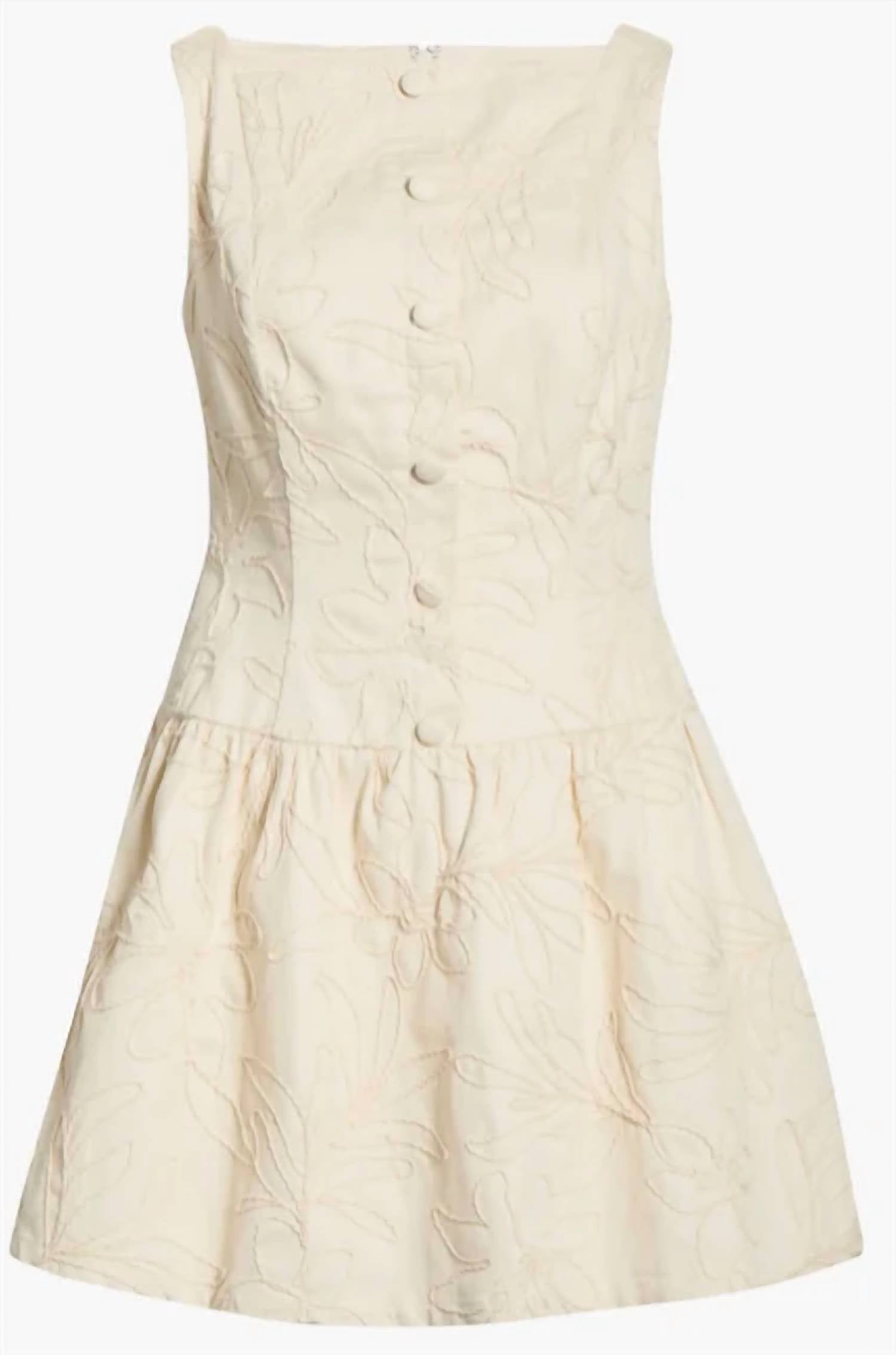 Moon River - BOAT NECK EMBROIDERED BODICE MINI DRESS
