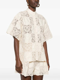 Zimmermann Wanderlust Shirt in cream ivory - women's shirt - detail view