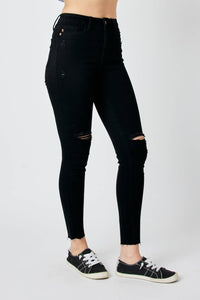 Judy Blue - High Waist Destroyed Raw Hem Skinny Jeans
