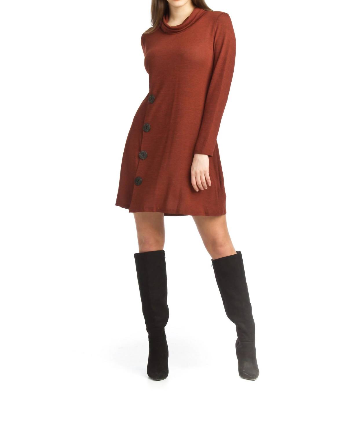 Papillon - Knit Cowl Neck Sweater Dress