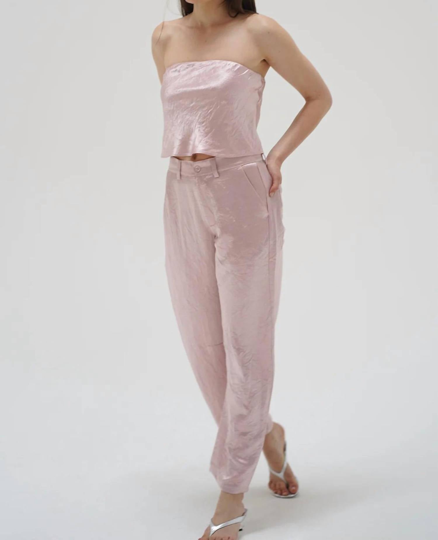 LNA Kait Shine Pant in rosewater - women's pants - alternate view