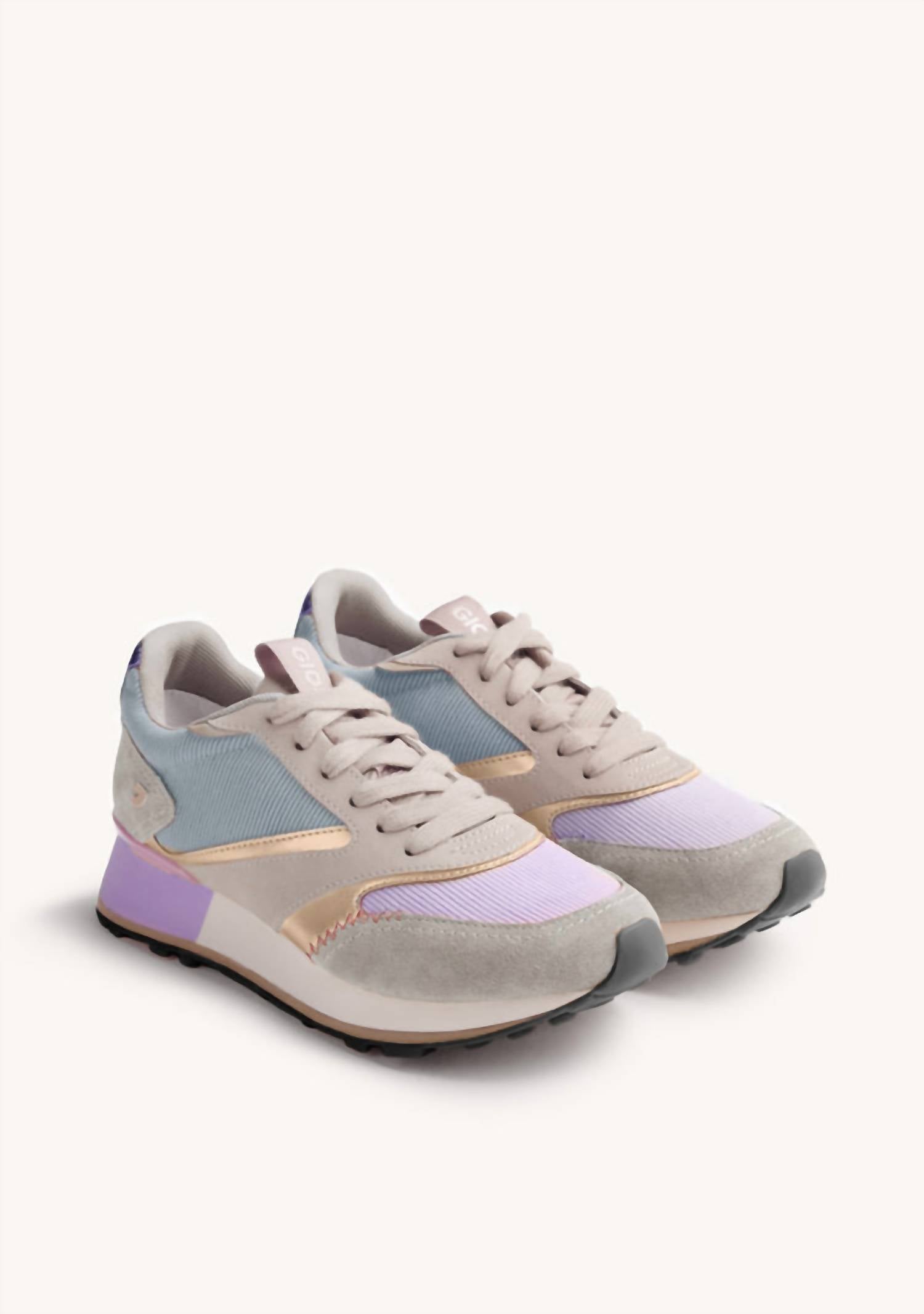 Gioseppo Women's Lawton Leather And Corduroy Sneakers in blue - women's sneaker - detail view