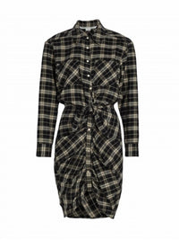 Veronica Beard - Sierra Plaid Flannel Ruched Shirt Dress