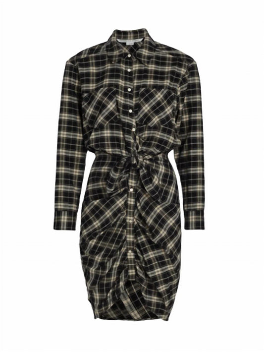 Veronica Beard - Sierra Plaid Flannel Ruched Shirt Dress