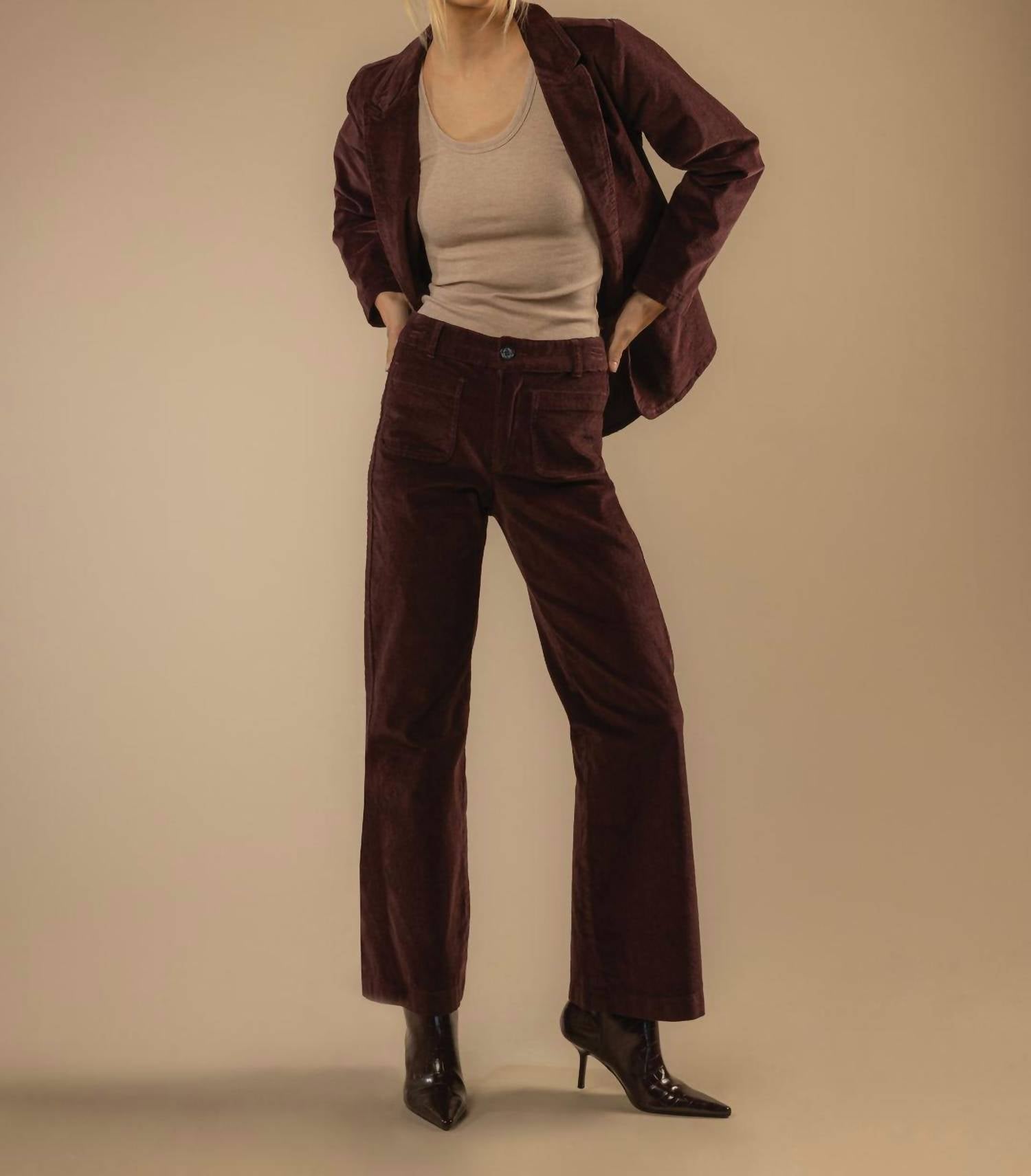Velvet Heart Becker High Rise Flare Pant in deep plum - women's pants - view 7