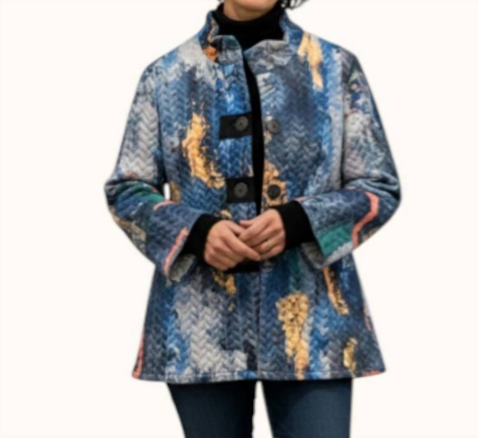 Lady Liberty Fashion - Woven Quilted Button Front Jacket