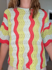 B-Yu - Crochet Stripe Top