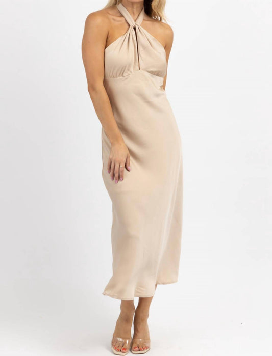 Le Lis - HALTER TIE SATIN MIDI DRESS