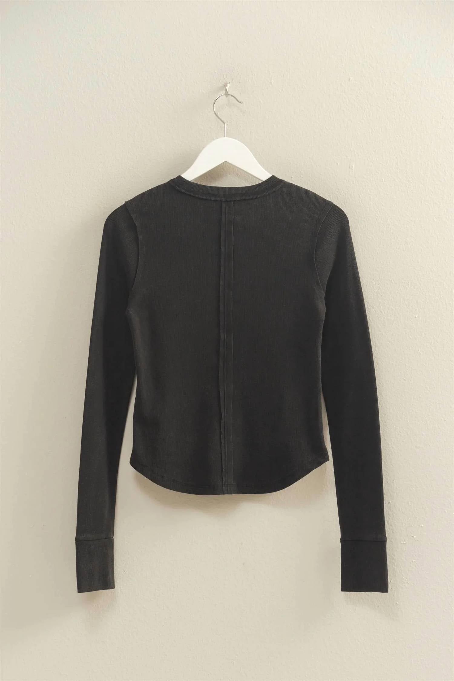 Very J - Mineral Wash Fitted Ribbed Top