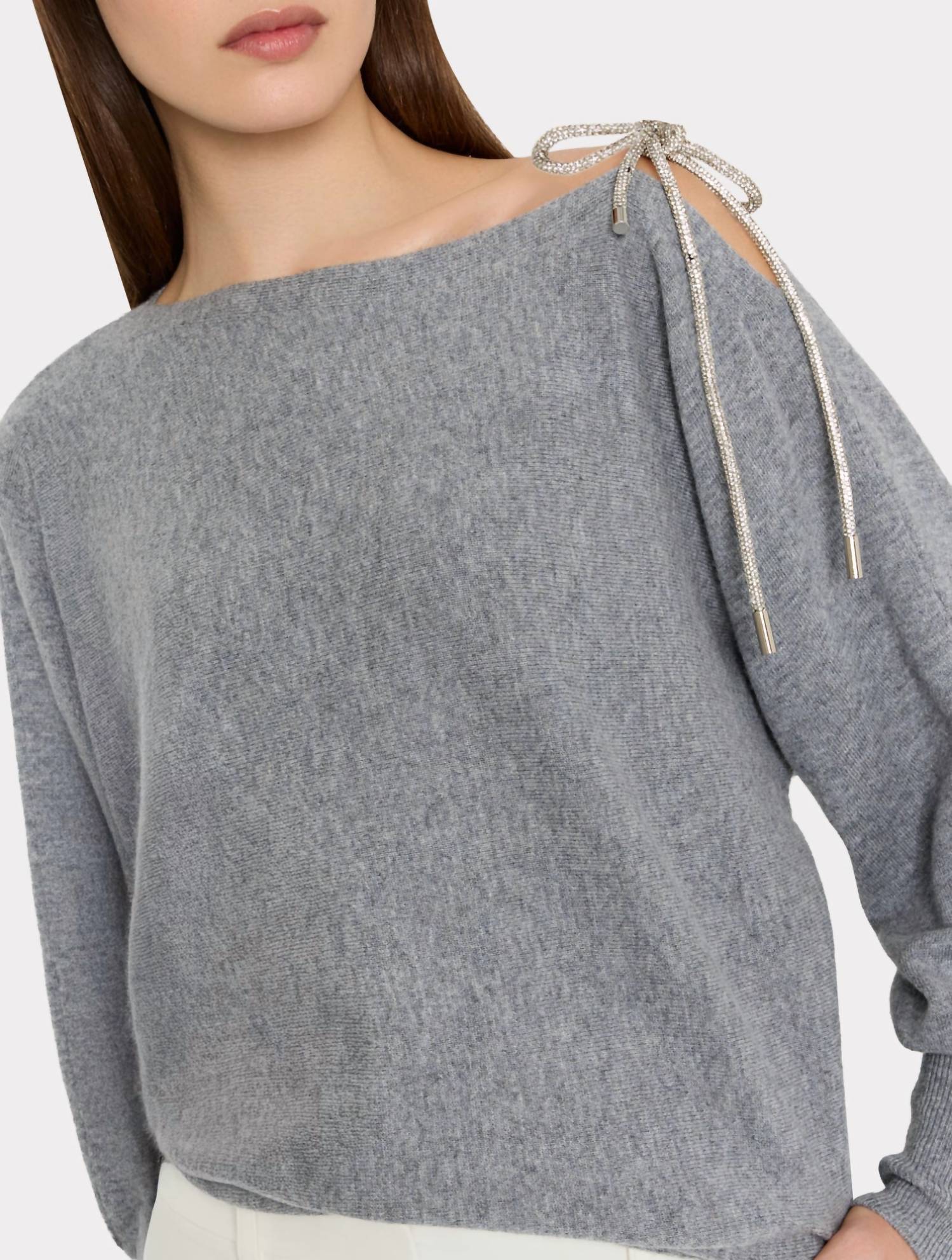 Milly - Ida Crystal Bow Cold Shoulder Sweater