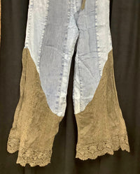 Young Threads - Women's Wild West Rhapsody Denim Lace Flare Pants