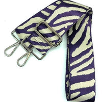 Cthru Women's Tiger Print Adjustable Crossbody Bag Purse Guitar Strap in purple white - women's item