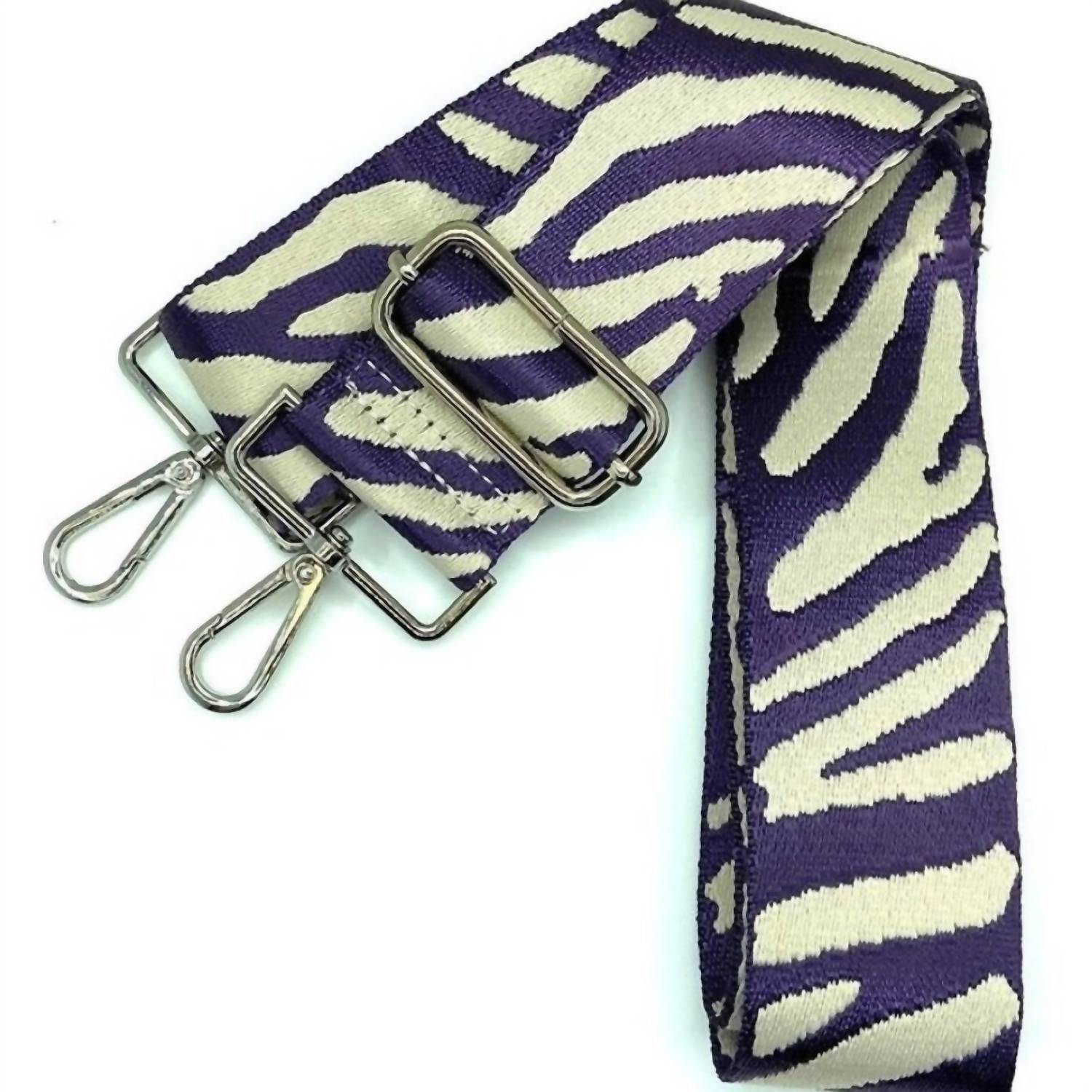 Cthru Women's Tiger Print Adjustable Crossbody Bag Purse Guitar Strap in purple white - women's item