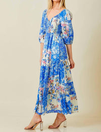 Baevely By Wellmade - Karena Patchwork Print Smocked Maxi Dress