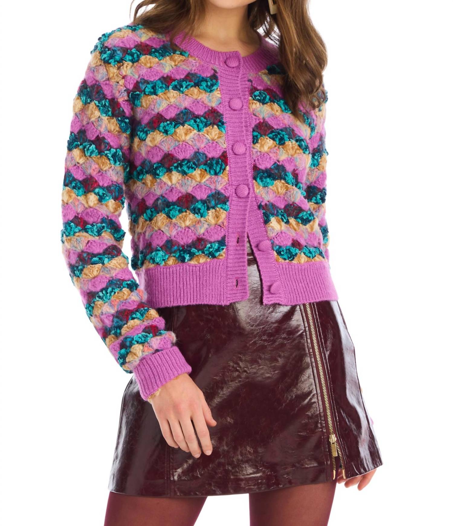 ALLISON NEW YORK Emerson Cardigan in orchid multi - women's cardigan