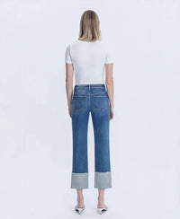 Vervet By Flying Monkey - High Rise Cuffed Straight Leg Jeans