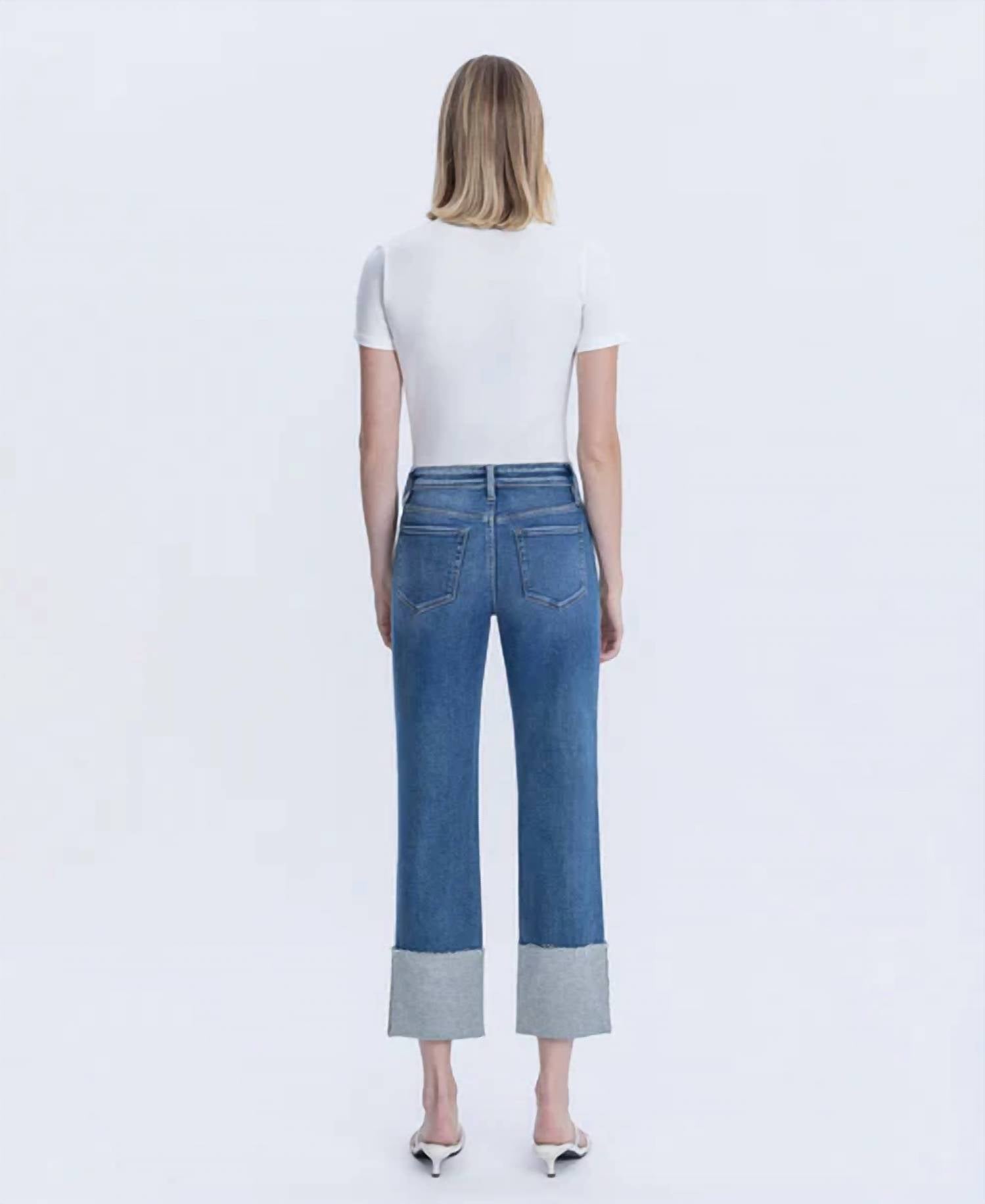 Vervet By Flying Monkey - High Rise Cuffed Straight Leg Jeans