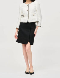 Joseph Ribkoff Bouclé Jacket With Contrast Trim in winter white black - women's jacket - view 4